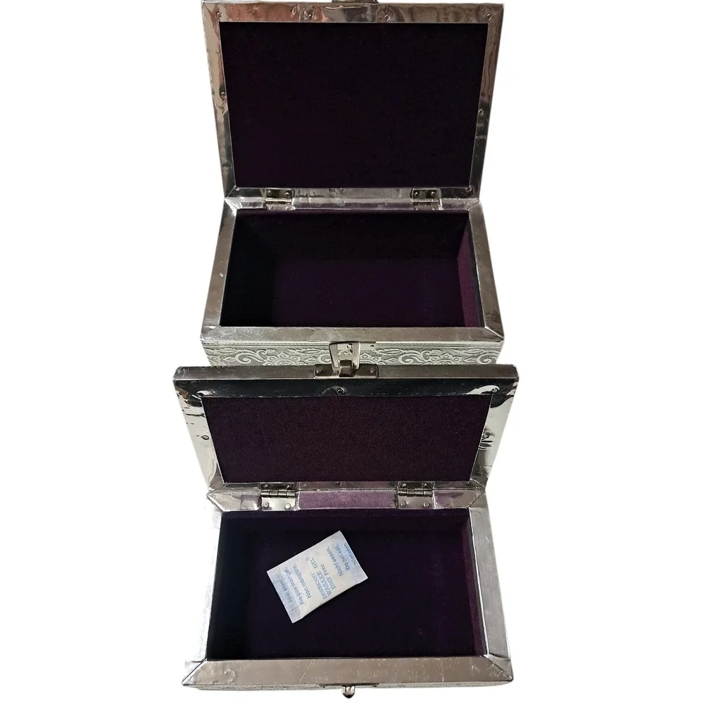 Jewelry Or Trinket Box. Set of‎ 2 with Puple Linning Made In India New In Box